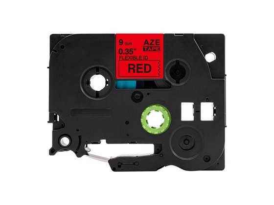 ピータッチキューブ用 互換テープカートリッジ 9mm赤色地黒文字 ケーブル＆ワイヤー/フレキシブルID`テープ 汎用テープ