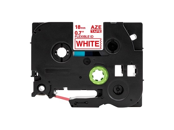 ピータッチキューブ用 互換テープカートリッジ 18mm白色地赤文字 ケーブル＆ワイヤー/フレキシブルID`テープ 汎用テープ