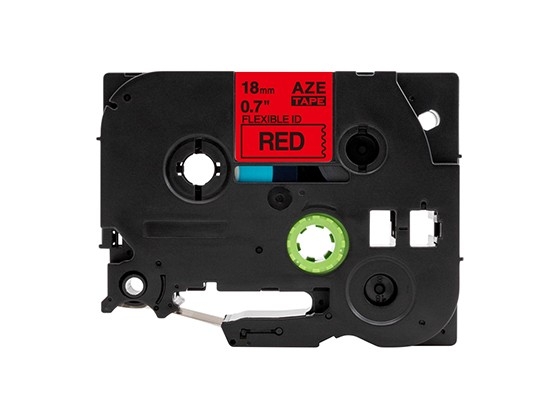 ピータッチキューブ用 互換テープカートリッジ 18mm赤色地黒文字 ケーブル＆ワイヤー/フレキシブルID`テープ 汎用テープ