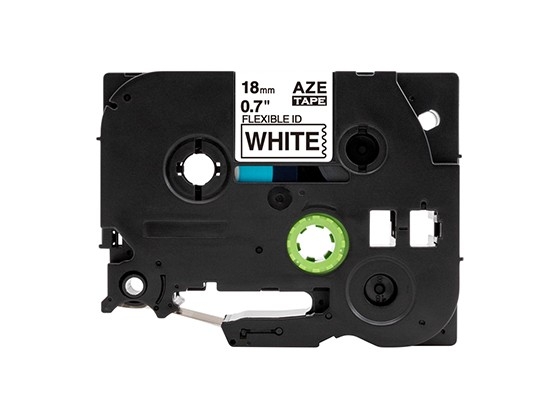 ピータッチキューブ用 互換テープカートリッジ 18mm白色地黒文字 ケーブル＆ワイヤー/フレキシブルID`テープ 汎用テープ