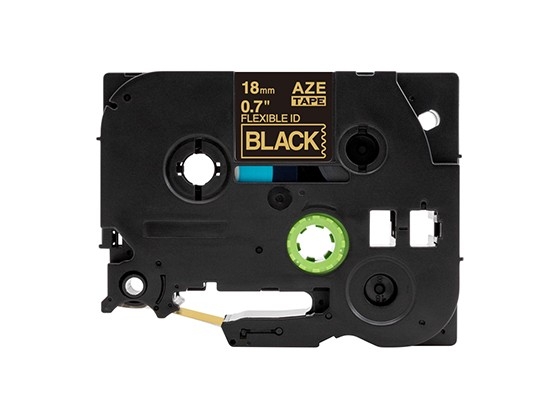 ピータッチキューブ用 互換テープカートリッジ 18mm黒色地金文字 ケーブル＆ワイヤー/フレキシブルID`テープ 汎用テープ