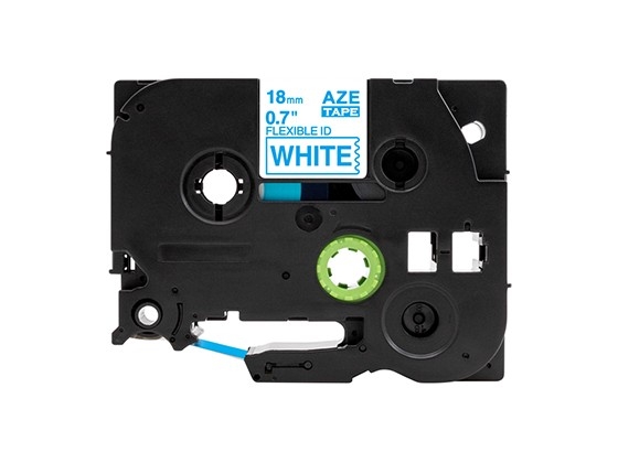 ピータッチキューブ用 互換テープカートリッジ 18mm白色地青文字 ケーブル＆ワイヤー/フレキシブルID`テープ 汎用テープ