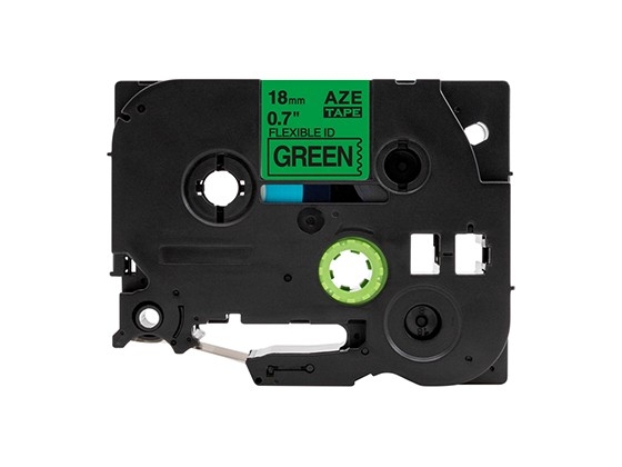 ピータッチキューブ用 互換テープカートリッジ 18mm緑色地黒文字 ケーブル＆ワイヤー/フレキシブルID`テープ 汎用テープ