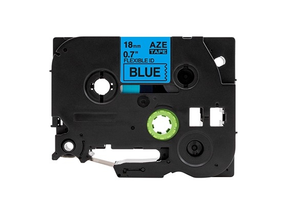 ピータッチキューブ用 互換テープカートリッジ 18mm青色地黒文字 ケーブル＆ワイヤー/フレキシブルID`テープ 汎用テープ