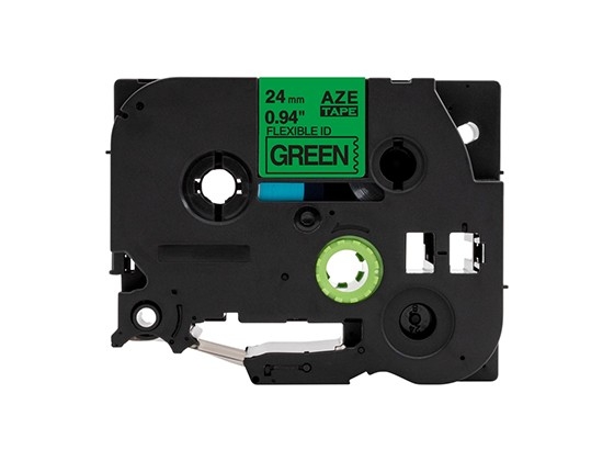 ピータッチキューブ用 互換テープカートリッジ 24mm緑色地黒文字 ケーブル＆ワイヤー/フレキシブルID`テープ 汎用テープ