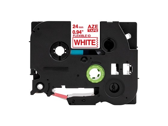 ピータッチキューブ用 互換テープカートリッジ 24mm白色地赤文字 ケーブル＆ワイヤー/フレキシブルID`テープ 汎用テープ