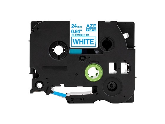 ピータッチキューブ用 互換テープカートリッジ 24mm白色地青文字 ケーブル＆ワイヤー/フレキシブルID`テープ 汎用テープ