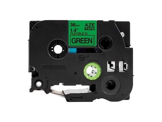ピータッチキューブ用 互換テープカートリッジ 36mm緑色地黒文字 ケーブル＆ワイヤー/フレキシブルID`テープ 汎用テープ