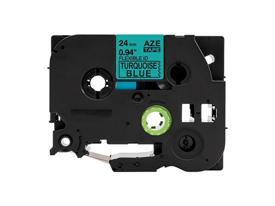 ピータッチキューブ用 互換テープカートリッジ 24mm青緑色地黒文字 ケーブル＆ワイヤー/フレキシブルID`テープ 汎用テープ