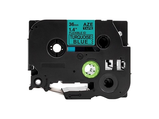ピータッチキューブ用 互換テープカートリッジ 36mm青緑色地黒文字 ケーブル＆ワイヤー/フレキシブルID`テープ 汎用テープ