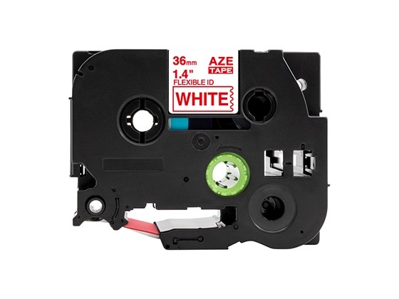ピータッチキューブ用 互換テープカートリッジ 36mm白色地赤文字 ケーブル＆ワイヤー/フレキシブルID`テープ 汎用テープ