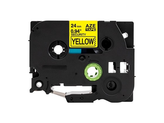 ピータッチキューブ用 互換テープカートリッジ 24mm黄色地黒文字 セキュリティテープ 汎用テープ