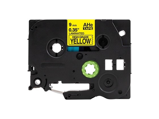 ピータッチキューブ用 互換テープカートリッジ 9mm黄色地黒文字 ハイグレードテープ 汎用テープ