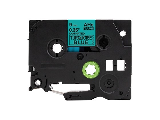 ピータッチキューブ用 互換テープカートリッジ 9mm青緑色地黒文字 ハイグレードテープ 汎用テープ