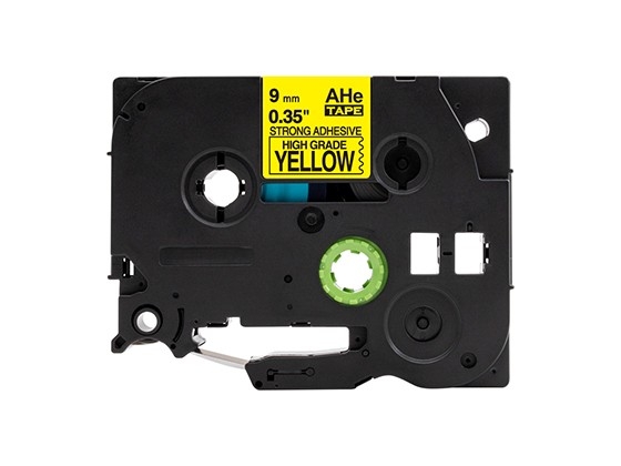 ピータッチキューブ用 互換テープカートリッジ 9mm黄色地黒文字 ハイグレード強粘着テープ 汎用テープ