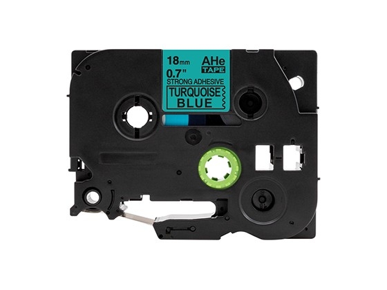 ピータッチキューブ用 互換テープカートリッジ 18mm青緑色地黒文字 ハイグレード強粘着テープ 汎用テープ