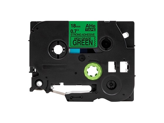ピータッチキューブ用 互換テープカートリッジ 18mm緑色地黒文字 ハイグレード強粘着テープ 汎用テープ