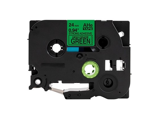 ピータッチキューブ用 互換テープカートリッジ 24mm緑色地黒文字 ハイグレード強粘着テープ 汎用テープ